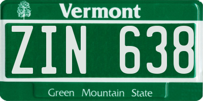 VT license plate ZIN638