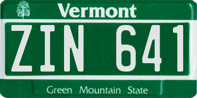 VT license plate ZIN641