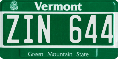 VT license plate ZIN644