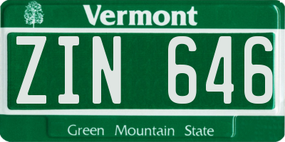 VT license plate ZIN646
