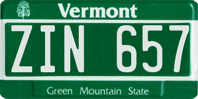 VT license plate ZIN657