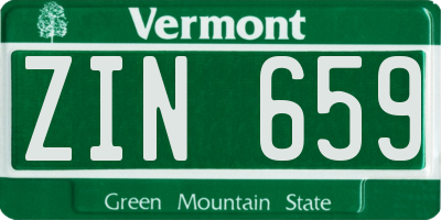 VT license plate ZIN659