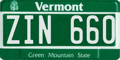 VT license plate ZIN660