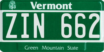 VT license plate ZIN662