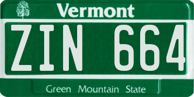 VT license plate ZIN664