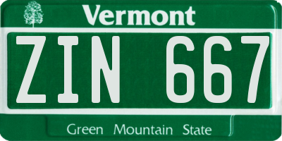 VT license plate ZIN667