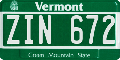 VT license plate ZIN672