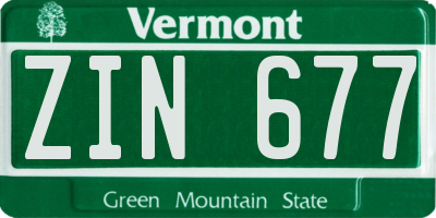 VT license plate ZIN677