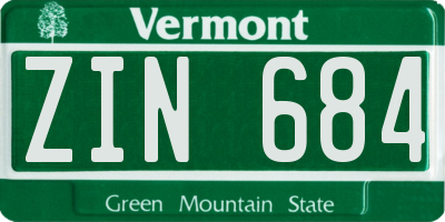VT license plate ZIN684