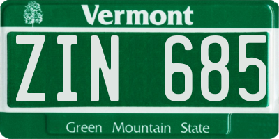 VT license plate ZIN685