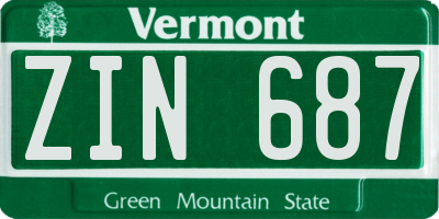 VT license plate ZIN687