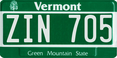 VT license plate ZIN705