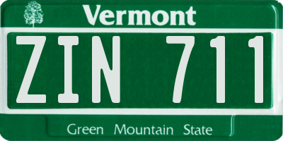 VT license plate ZIN711
