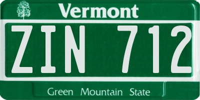 VT license plate ZIN712