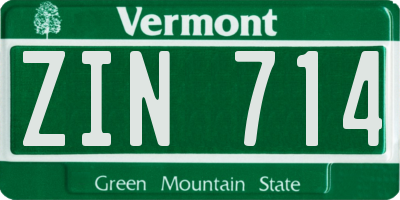 VT license plate ZIN714