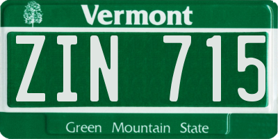 VT license plate ZIN715