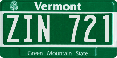 VT license plate ZIN721