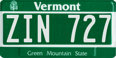 VT license plate ZIN727