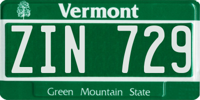 VT license plate ZIN729