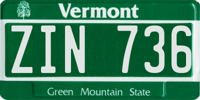 VT license plate ZIN736