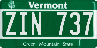 VT license plate ZIN737