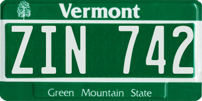 VT license plate ZIN742