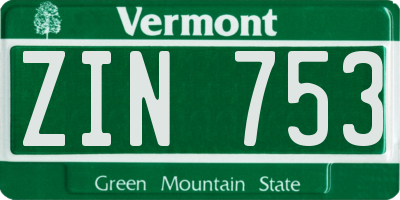 VT license plate ZIN753