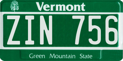 VT license plate ZIN756