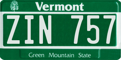 VT license plate ZIN757