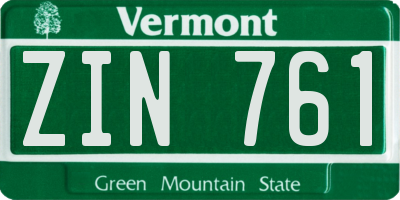 VT license plate ZIN761