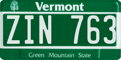 VT license plate ZIN763