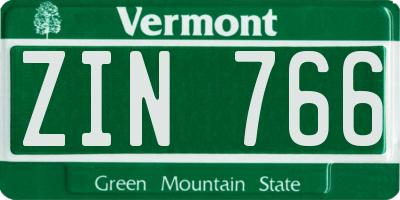 VT license plate ZIN766