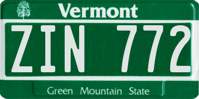VT license plate ZIN772