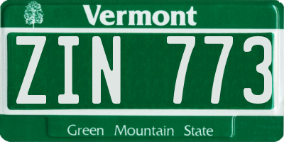 VT license plate ZIN773