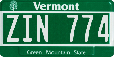 VT license plate ZIN774
