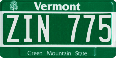 VT license plate ZIN775
