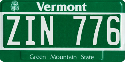 VT license plate ZIN776