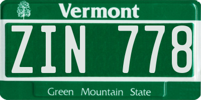 VT license plate ZIN778