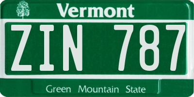 VT license plate ZIN787