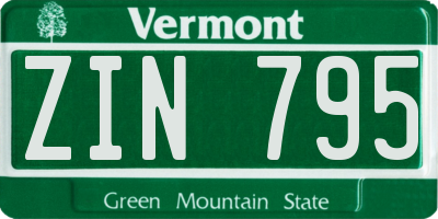 VT license plate ZIN795