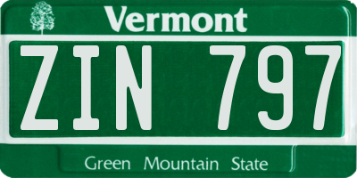 VT license plate ZIN797