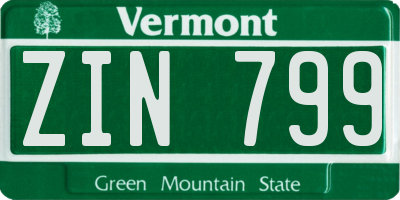 VT license plate ZIN799