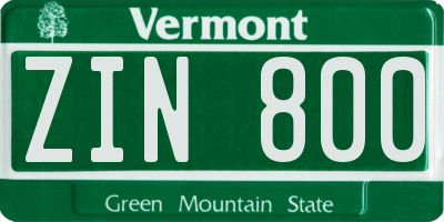 VT license plate ZIN800