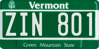 VT license plate ZIN801