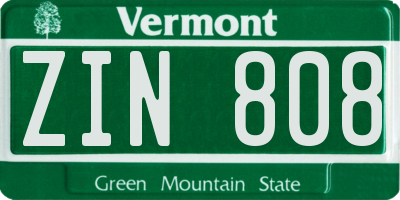 VT license plate ZIN808