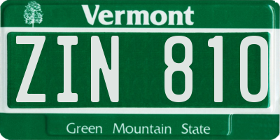 VT license plate ZIN810