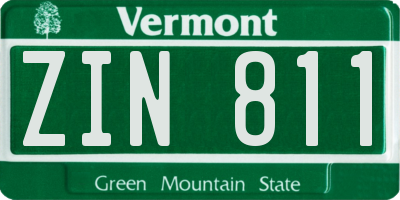VT license plate ZIN811
