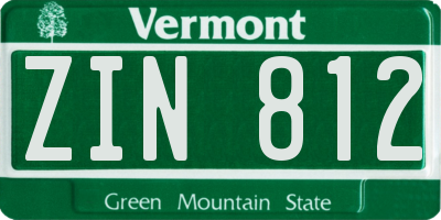 VT license plate ZIN812