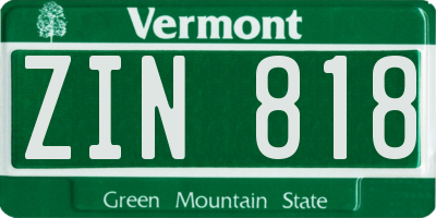 VT license plate ZIN818