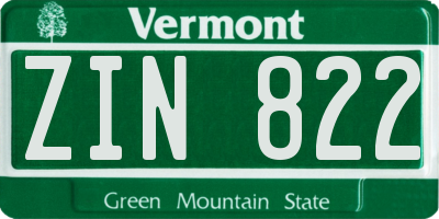 VT license plate ZIN822
